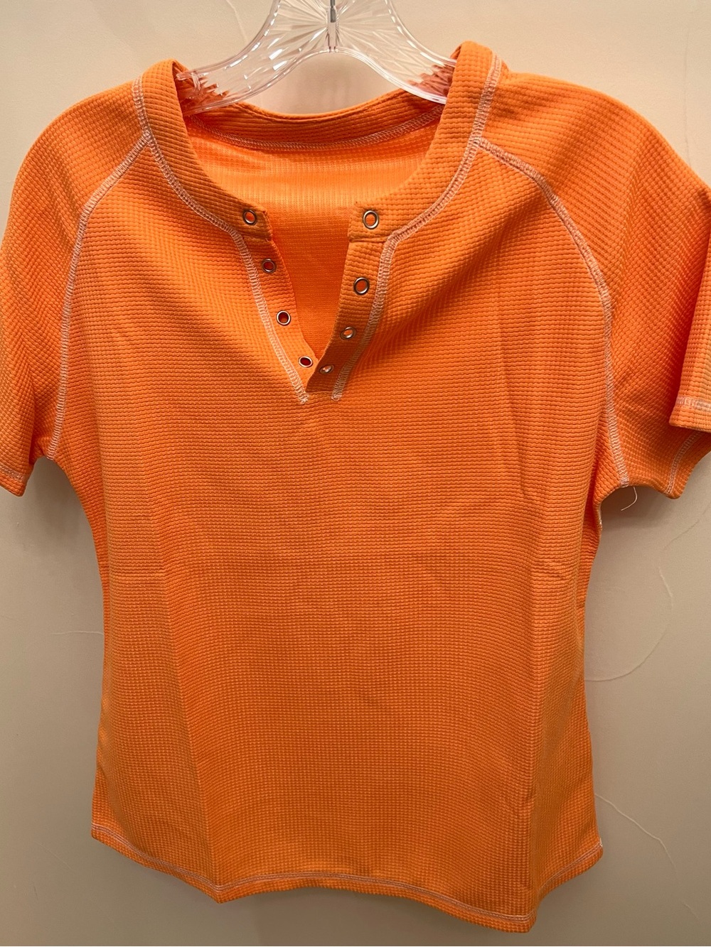 Women’s Orange Short Sleeve Henley Shirt